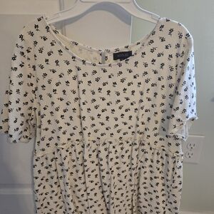 Roolee Black and White Floral Tunic Top